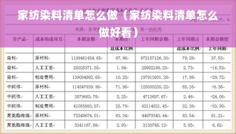 家纺染料清单怎么做（家纺染料清单怎么做好看）