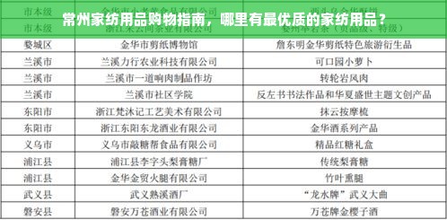 常州家纺用品购物指南，哪里有最优质的家纺用品？