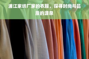 浦江家纺厂家的衣服，探寻时尚与品质的源泉