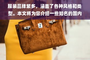 服装品牌繁多，涵盖了各种风格和类型。本文将为您介绍一些知名的国内外服装品牌，包括休闲、商务、时尚、运动等多个领域。在这篇长达1200字的文章中，您将了解到各种品牌的特色、历史和发展趋势，以及如何在众多品牌中找到最适合自己的服装。