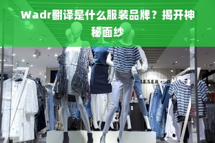 Wadr翻译是什么服装品牌？揭开神秘面纱