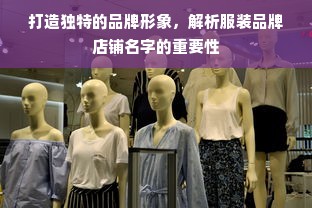 打造独特的品牌形象，解析服装品牌店铺名字的重要性