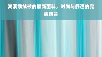 鸿润鹅绒被的最新面料，时尚与舒适的完美结合