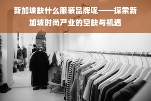 新加坡缺什么服装品牌呢——探索新加坡时尚产业的空缺与机遇