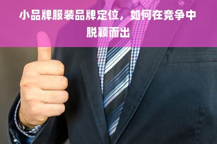 小品牌服装品牌定位，如何在竞争中脱颖而出