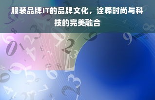 服装品牌IT的品牌文化，诠释时尚与科技的完美融合