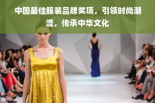 中国最佳服装品牌奖项，引领时尚潮流，传承中华文化