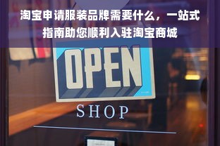 淘宝申请服装品牌需要什么，一站式指南助您顺利入驻淘宝商城