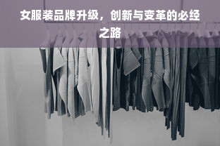 女服装品牌升级，创新与变革的必经之路