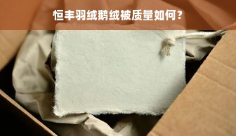 恒丰羽绒鹅绒被质量如何？