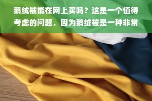 鹅绒被能在网上买吗？这是一个值得考虑的问题，因为鹅绒被是一种非常舒适、保暖的睡眠用品，而网上购物已经成为现代人的首选购物方式之一。在本文中，我们将探讨鹅绒被是否可以在网上购买，并为大家提供一些建议。