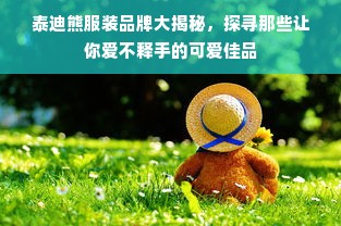 泰迪熊服装品牌大揭秘，探寻那些让你爱不释手的可爱佳品