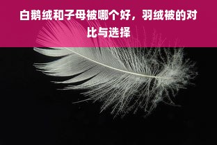 白鹅绒和子母被哪个好，羽绒被的对比与选择