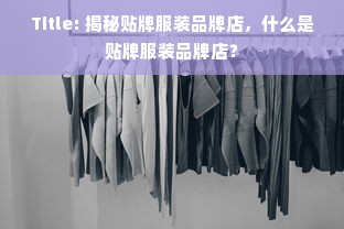 Title: 揭秘贴牌服装品牌店，什么是贴牌服装品牌店？