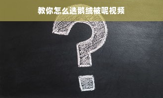 教你怎么选鹅绒被呢视频