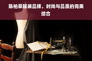 陈柏豪服装品牌，时尚与品质的完美结合