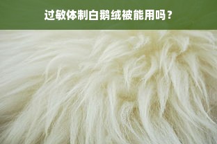 过敏体制白鹅绒被能用吗？