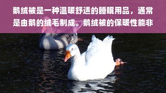 鹅绒被是一种温暖舒适的睡眠用品，通常是由鹅的绒毛制成。鹅绒被的保暖性能非常好，深受人们喜爱。然而，关于鹅绒被是否有味道，不同人会有不同的看法。本文将从多个方面探讨这个问题。