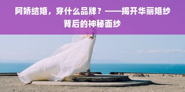 阿娇结婚，穿什么品牌？——揭开华丽婚纱背后的神秘面纱