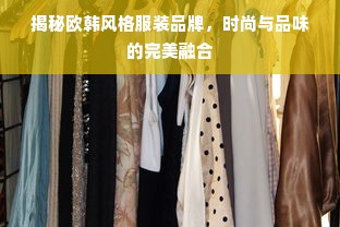 揭秘欧韩风格服装品牌，时尚与品味的完美融合