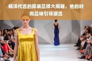 杨洋代言的服装品牌大揭秘，他的时尚品味引领潮流