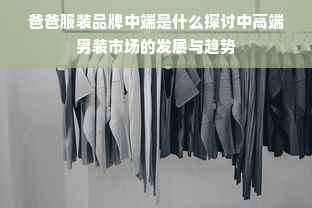 爸爸服装品牌中端是什么探讨中高端男装市场的发展与趋势