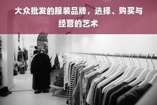 大众批发的服装品牌，选择、购买与经营的艺术