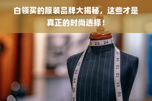 白领买的服装品牌大揭秘，这些才是真正的时尚选择！