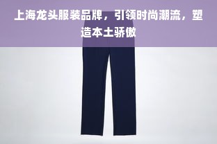 上海龙头服装品牌，引领时尚潮流，塑造本土骄傲