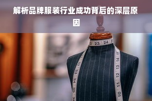 解析品牌服装行业成功背后的深层原因