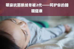 暖寐抗菌鹅绒冬被2代——呵护你的睡眠健康