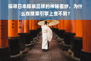 探寻日本服装品牌的神秘面纱，为什么在搜索引擎上查不到？