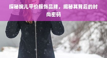 探秘婉儿平价服饰品牌，揭秘其背后的时尚密码